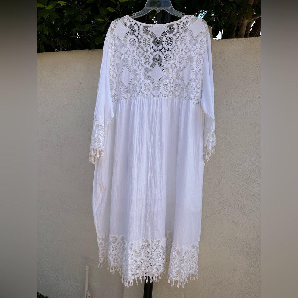 NWT Ornella Paris White Crochet Lace Boho Dress - Picture 7 of 9
